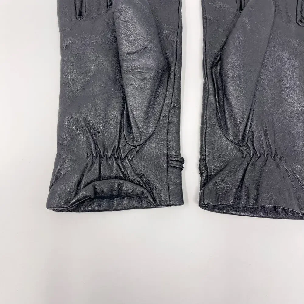 Isotoner Womens Leather Gloves Black Tie Knot - Picture 7 of 11
